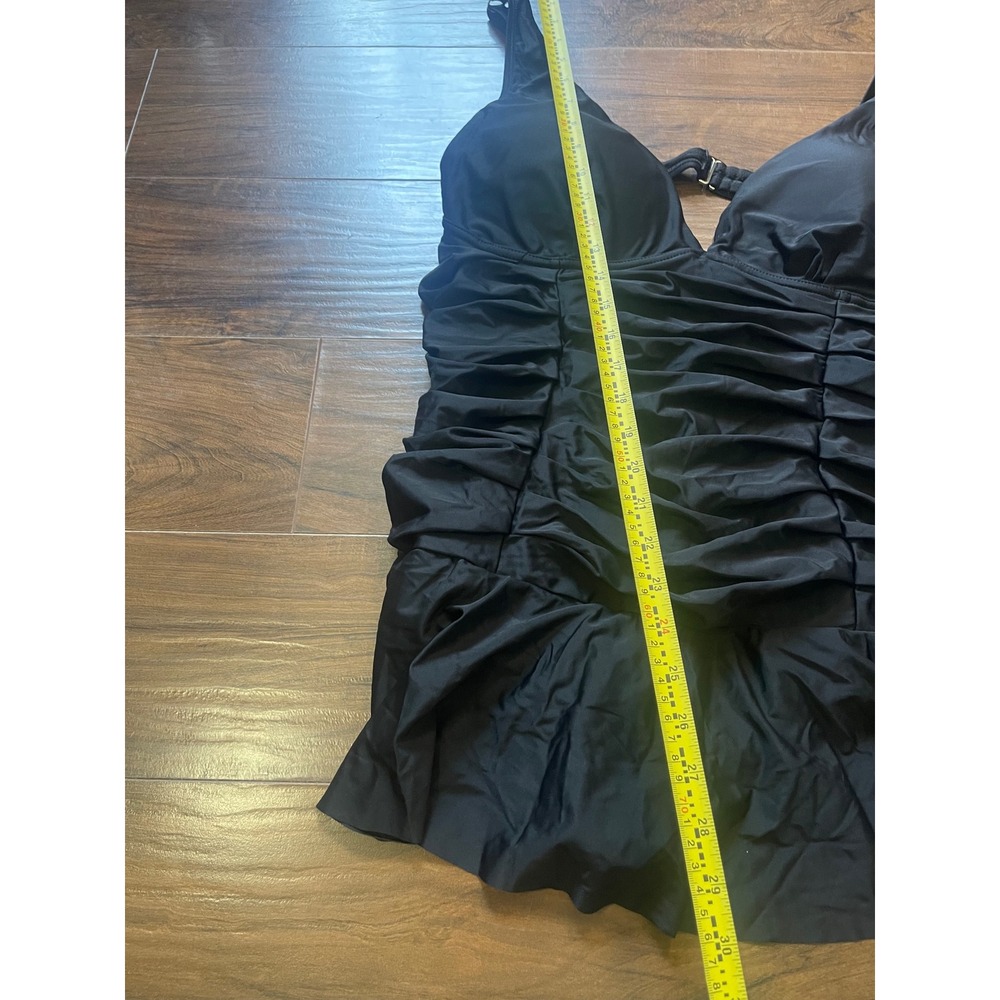 Meet Curve Black Ruched One Piece Swim Dress V-Neck Swimsuit 3XL NEW - Picture 5 of 6